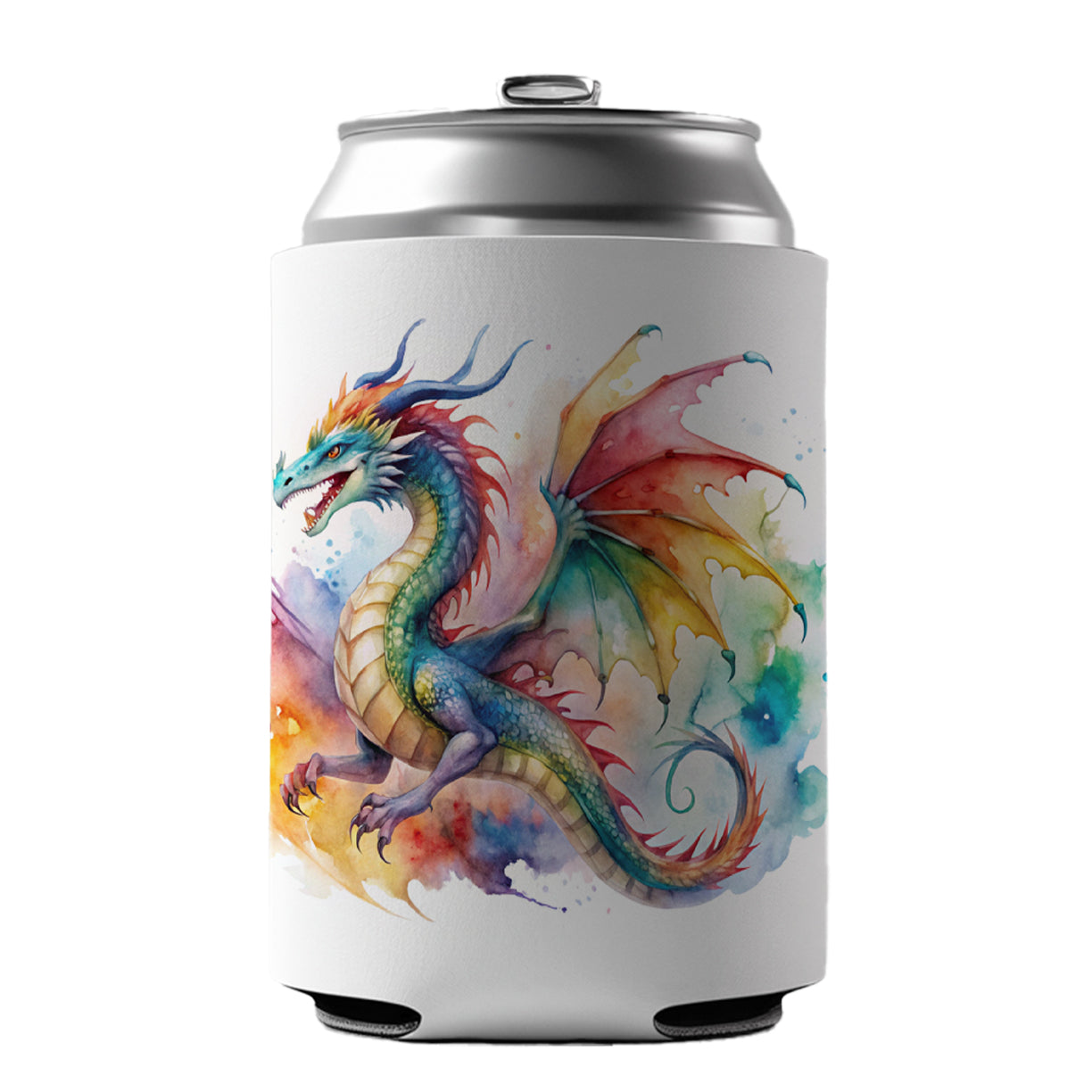 Dragon Watercolor Design Can Cooler Beer Soda Drink Insulated Holder Sleeve Hugger
