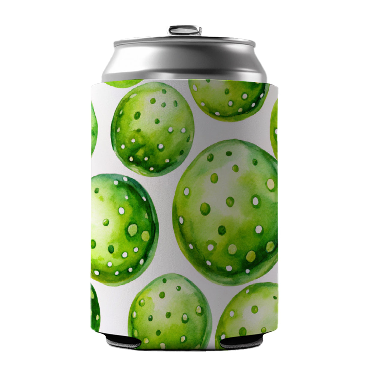 Fluorescent Green Pickleballs Can Cooler Beer Soda Drink Insulated Holder Sleeve Hugger