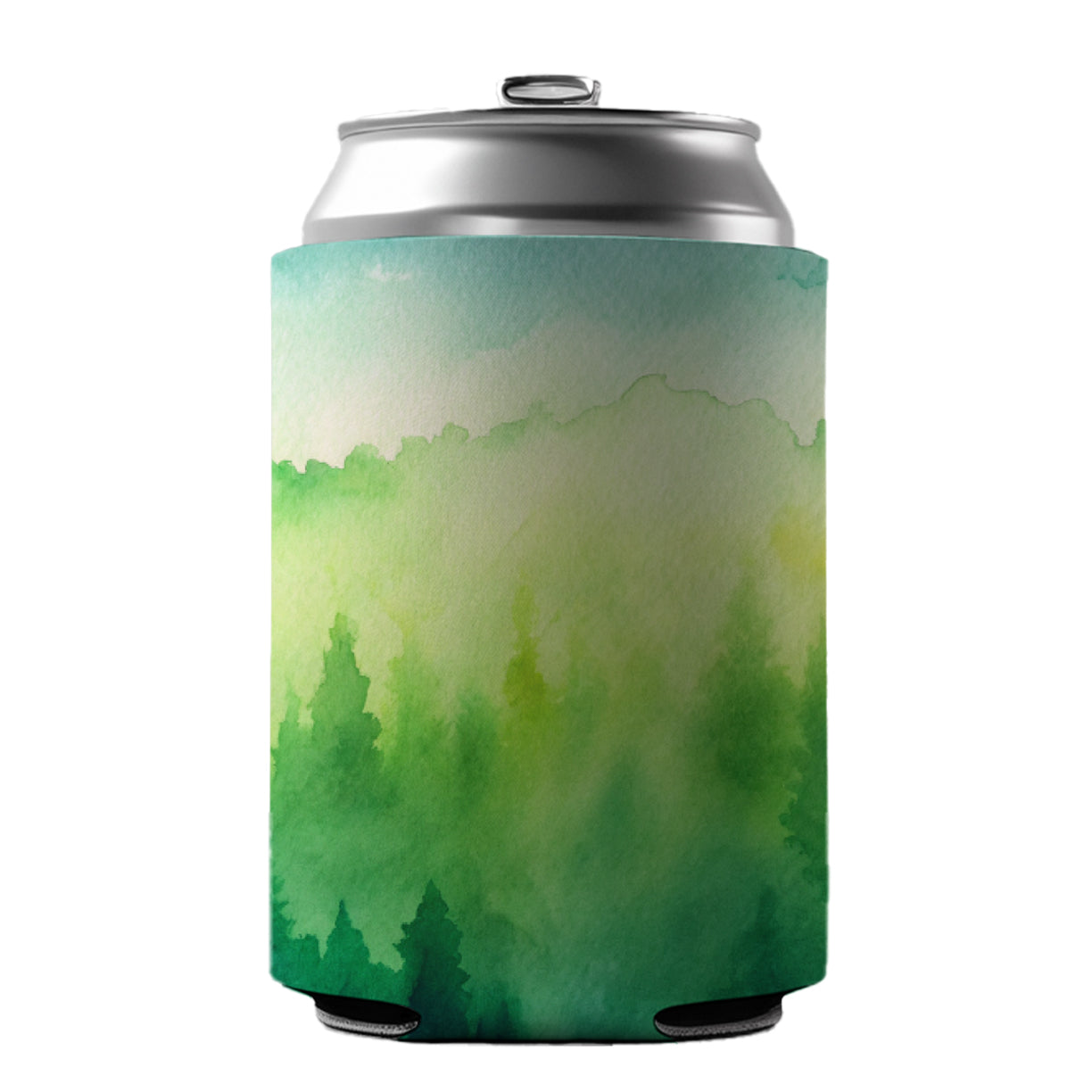 Green Forest Ombre Watercolor Can Cooler Beer Soda Drink Insulated Holder Sleeve Hugger