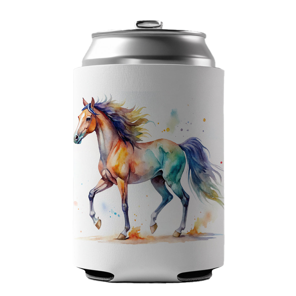Horse Watercolor Design Can Cooler Beer Soda Drink Insulated Holder Sleeve Hugger