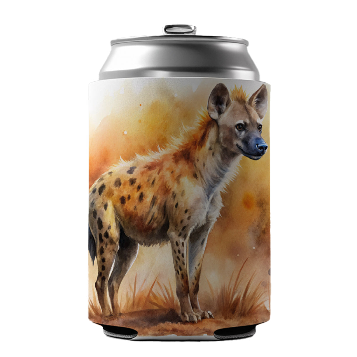 Hyena African Plain Watercolor Design Can Cooler Beer Soda Drink Insulated Holder Sleeve Hugger