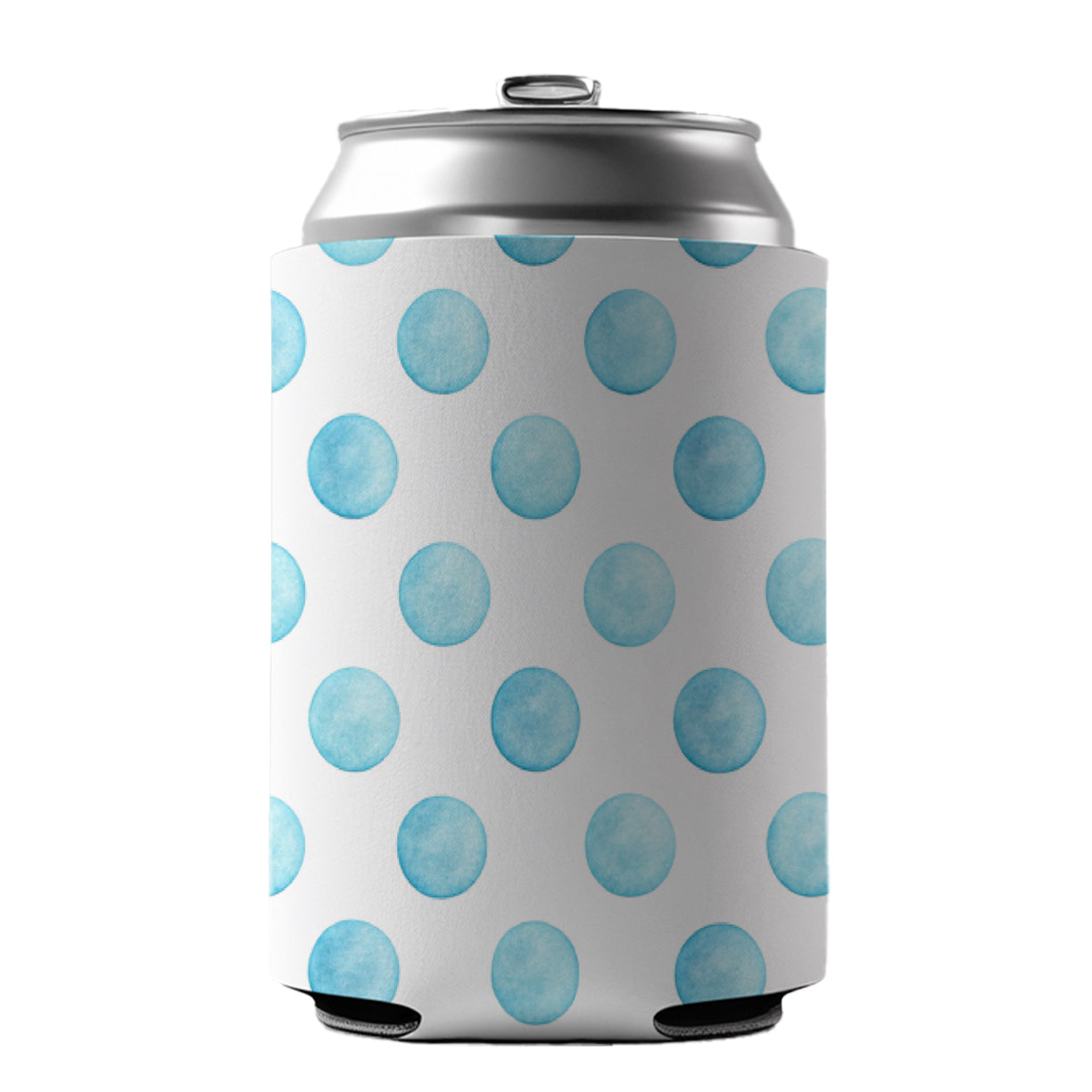 Light Blue Polka Dots White Background Can Cooler Beer Soda Drink Insulated Holder Sleeve Hugger
