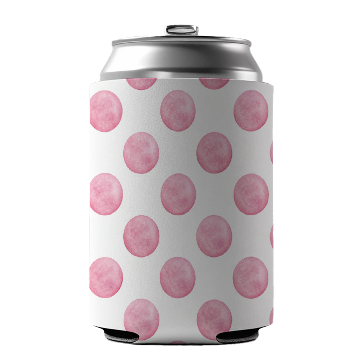 Light Pink Polka Dots White Background Can Cooler Beer Soda Drink Insulated Holder Sleeve Hugger