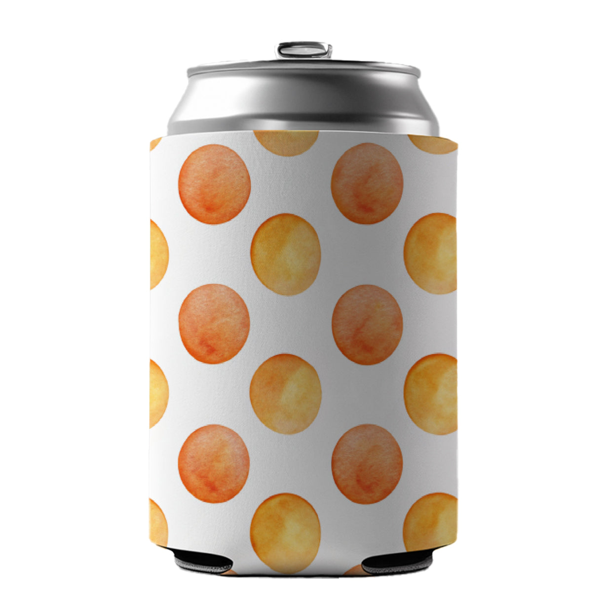 Orange Polka Dots White Background Can Cooler Beer Soda Drink Insulated Holder Sleeve Hugger