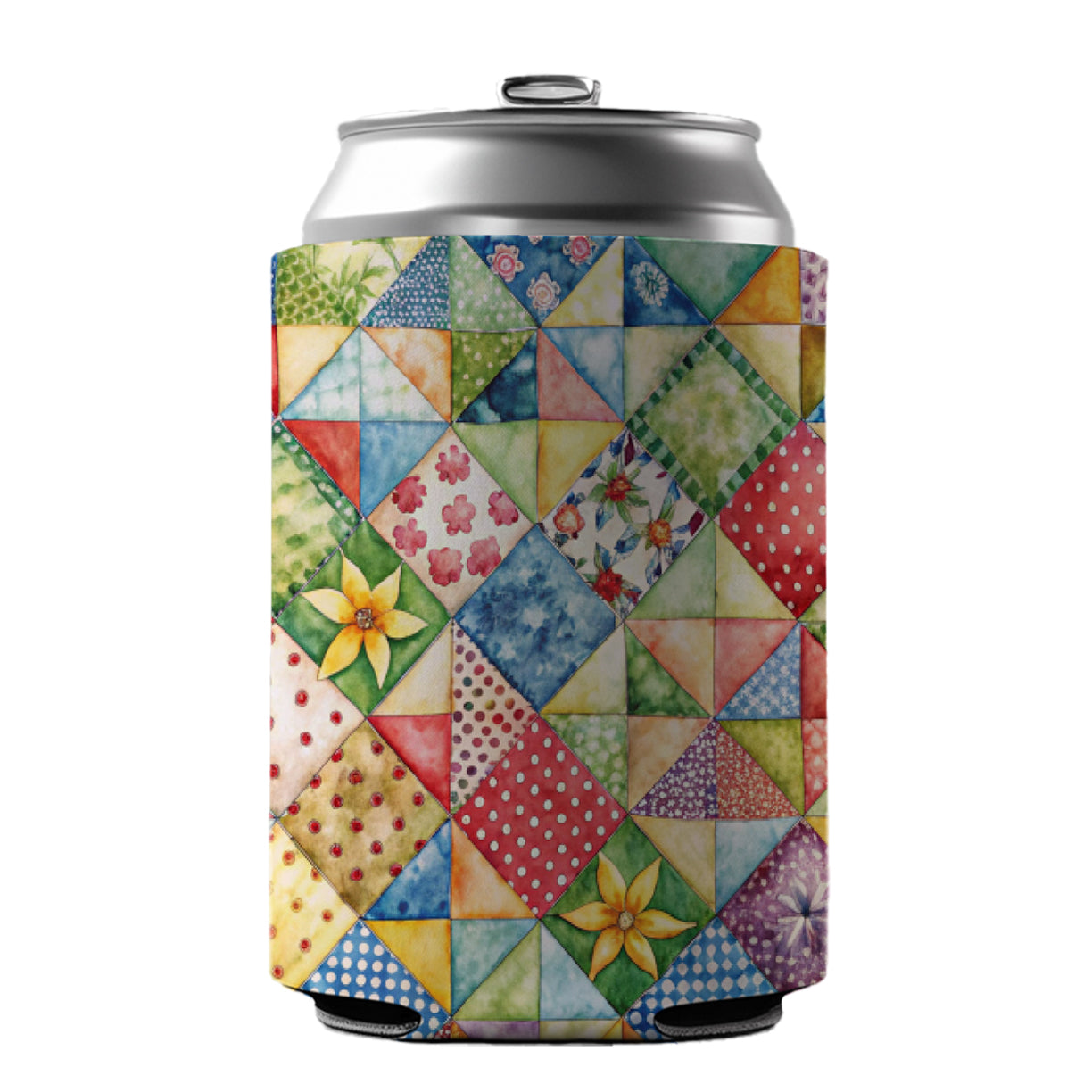 Patchwork Quilt Country Sewing Quilter Can Cooler Beer Soda Drink Insulated Holder Sleeve Hugger