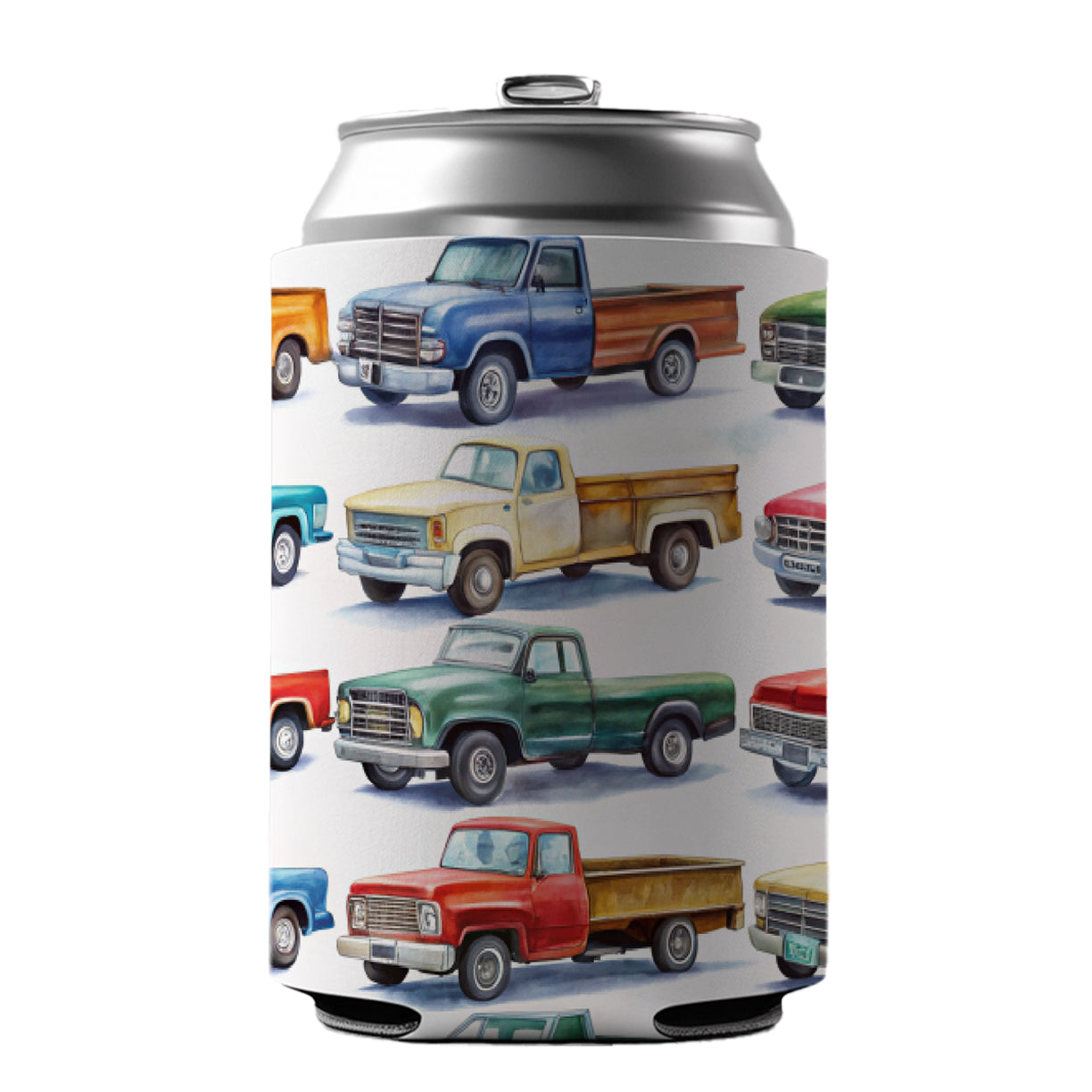 Pickup Trucks Watercolor Can Cooler Beer Soda Drink Insulated Holder Sleeve Hugger