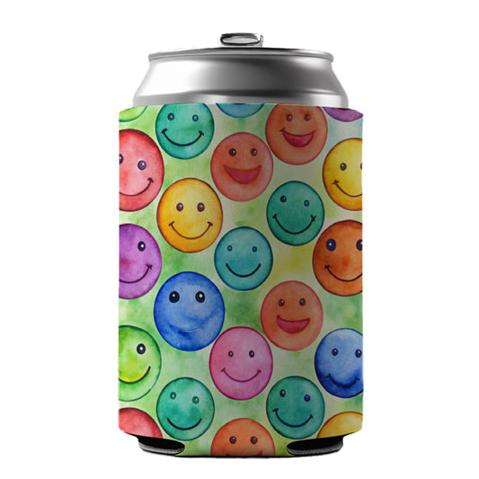 Smile Faces Watercolor Can Cooler Beer Soda Drink Insulated Holder Sleeve Hugger