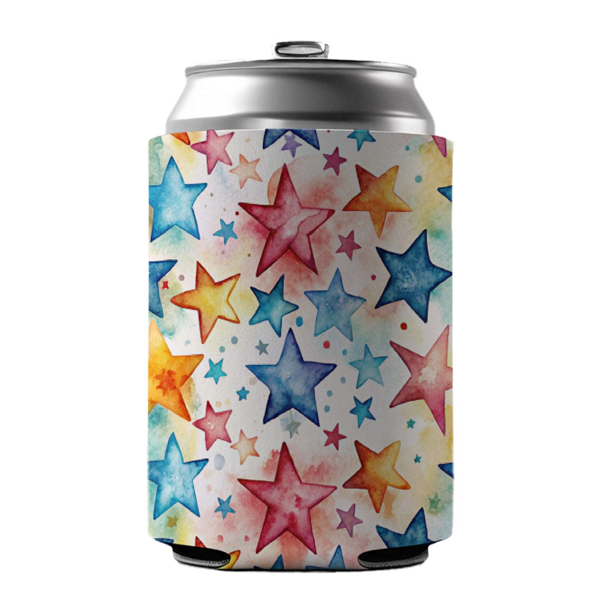 Stars Colorful Watercolor Can Cooler Beer Soda Drink Insulated Holder Sleeve Hugger