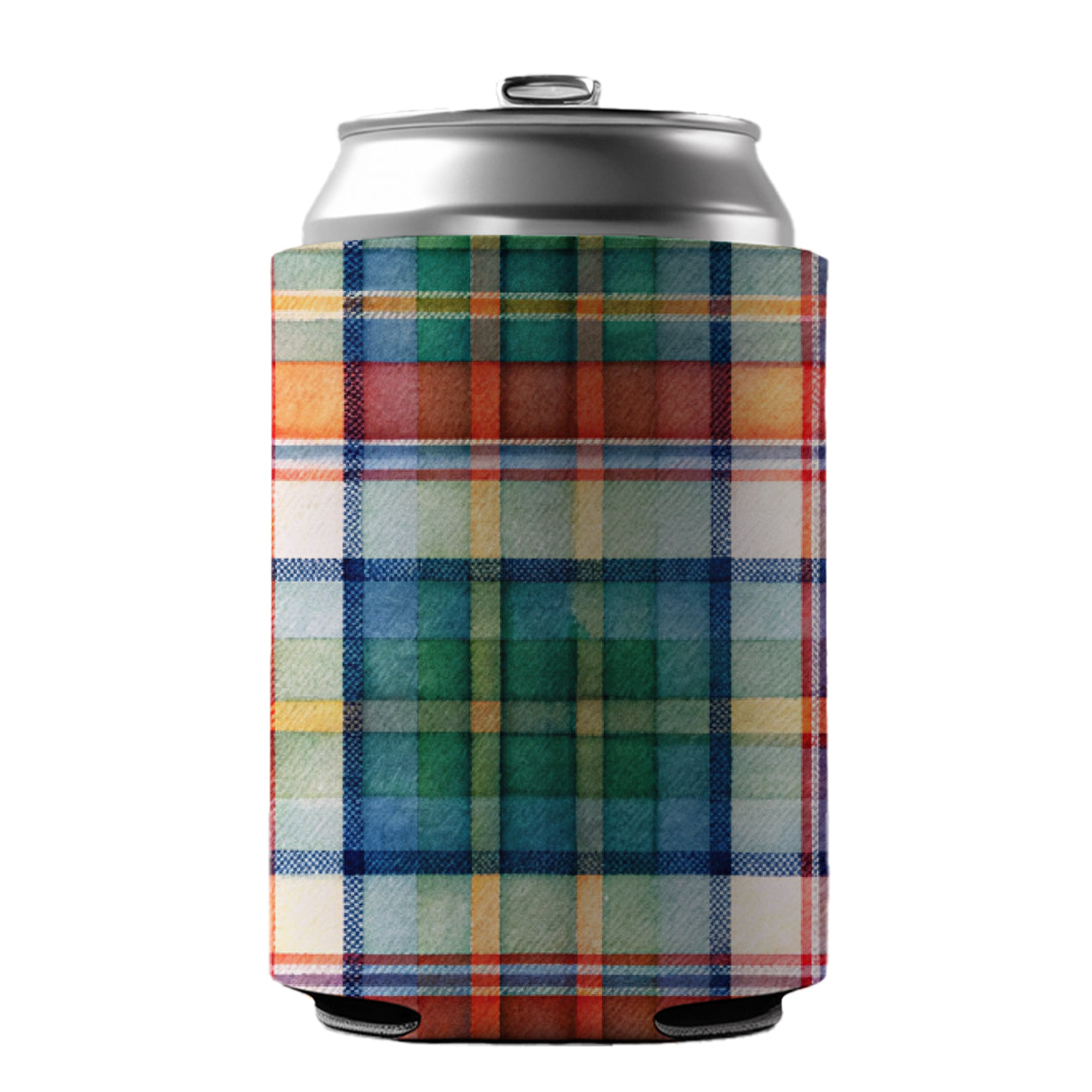 Tartan Plaid Watercolor Can Cooler Beer Soda Drink Insulated Holder Sleeve Hugger