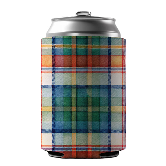Tartan Plaid Watercolor Can Cooler Beer Soda Drink Insulated Holder Sleeve Hugger