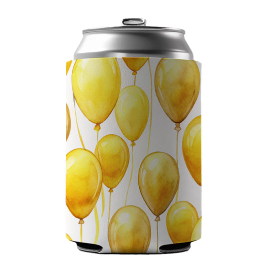 Yellow Balloons Watercolor Can Cooler Beer Soda Drink Insulated Holder Sleeve Hugger