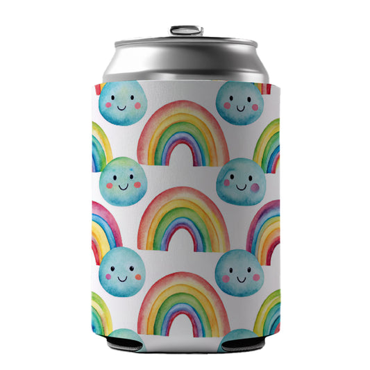 Adorable Smiling Rainbows Clouds Can Cooler Beer Soda Drink Insulated Holder Sleeve Hugger