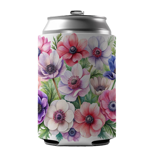 Anemone Flowers Watercolor Can Cooler Beer Soda Drink Insulated Holder Sleeve Hugger