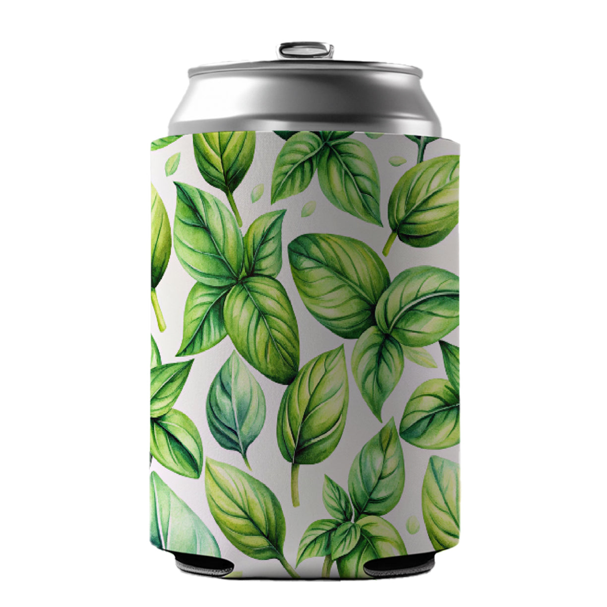 Basil Herbs Watercolor Can Cooler Beer Soda Drink Insulated Holder Sleeve Hugger