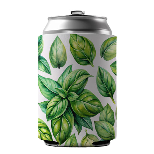 Basil Leaves Watercolor Can Cooler Beer Soda Drink Insulated Holder Sleeve Hugger