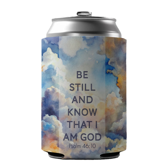 Be Still Know That I Am God Clouds Heavens Psalm Christian Inspirational Can Cooler Beer Soda Drink Insulated Holder Sleeve Hugger