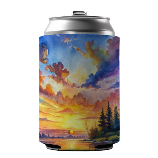 Beautiful Sunrise Watercolor Can Cooler Beer Soda Drink Insulated Holder Sleeve Hugger