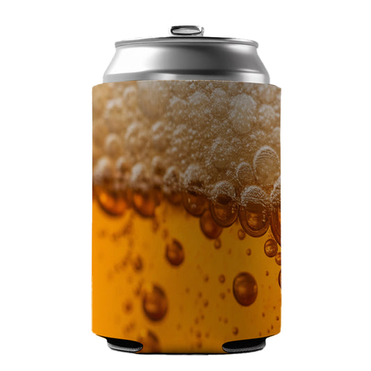 Beer Lager Closeup Foam On Top Funny Can Cooler Beer Soda Drink Insulated Holder Sleeve Hugger