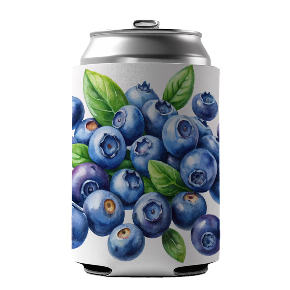 Blueberries Fruit Watercolor Can Cooler Beer Soda Drink Insulated Holder Sleeve Hugger