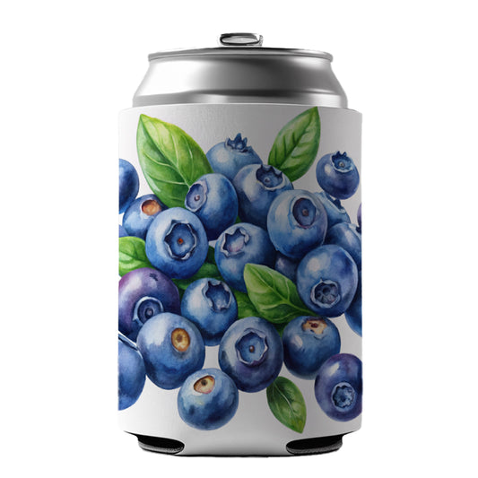 Blueberries Fruit Watercolor Can Cooler Beer Soda Drink Insulated Holder Sleeve Hugger