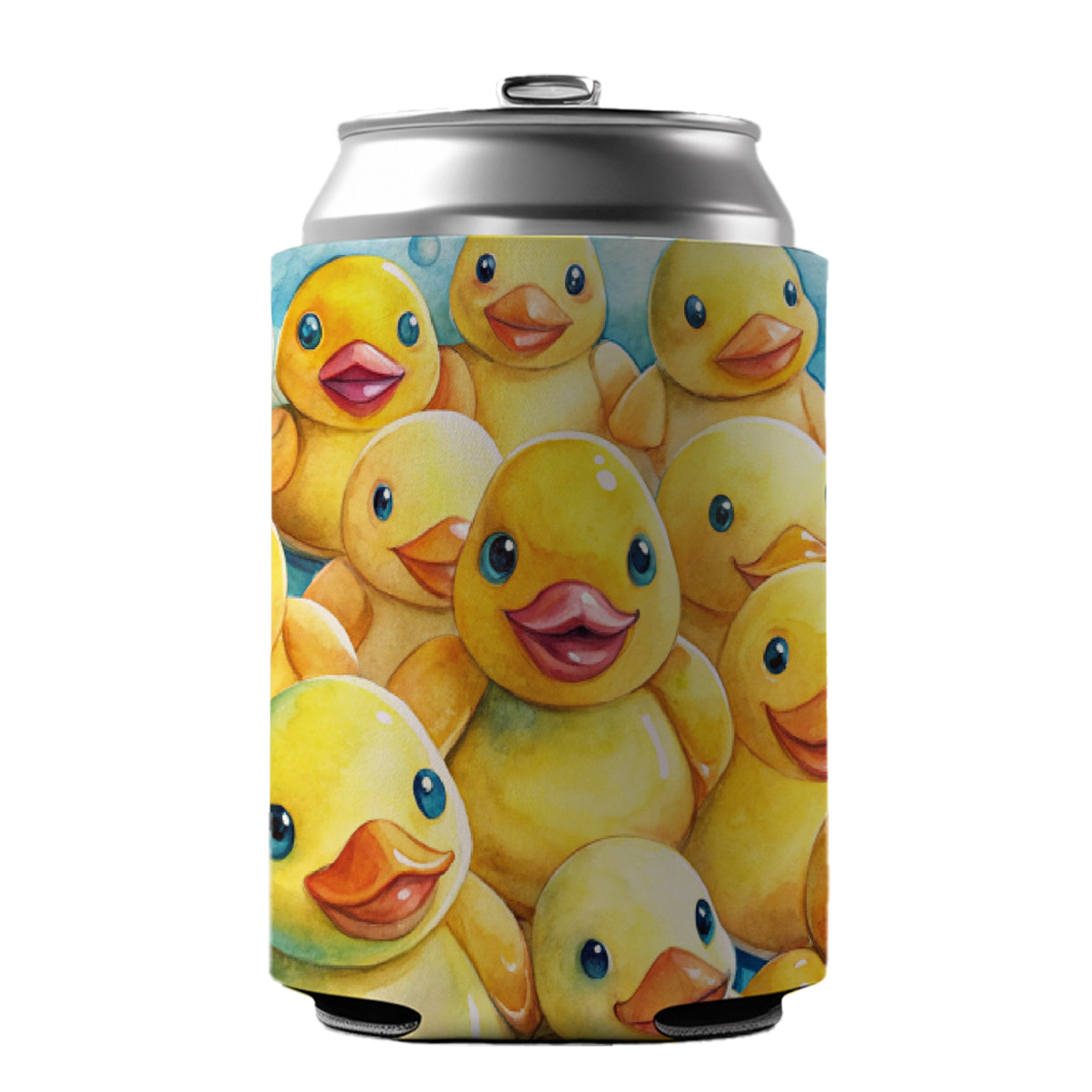 Bunch Of Cute Overlapping Rubber Ducks Can Cooler Beer Soda Drink Insulated Holder Sleeve Hugger