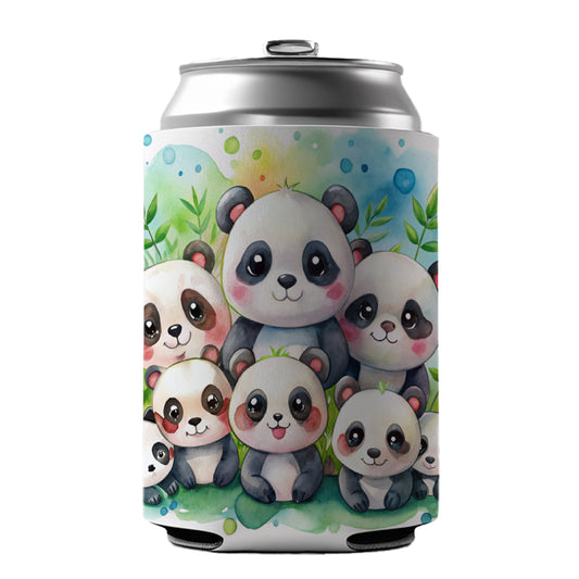 Bunch Of Cute Pandas Watercolor Can Cooler Beer Soda Drink Insulated Holder Sleeve Hugger