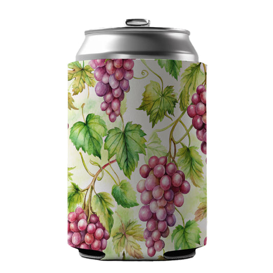Bunches Of Purple Grapes Can Cooler Beer Soda Drink Insulated Holder Sleeve Hugger