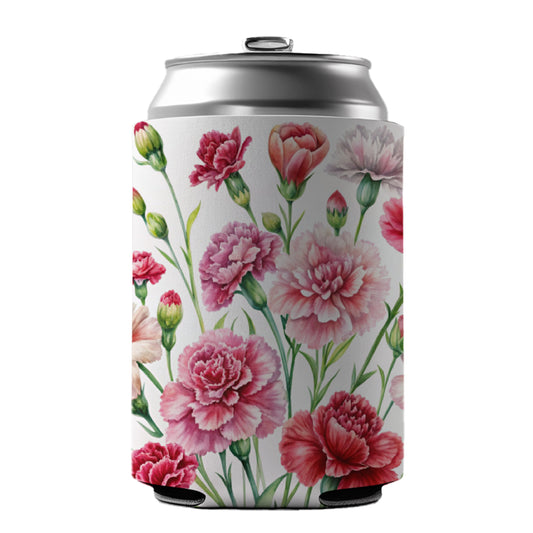 Carnations Flowers Watercolor Can Cooler Beer Soda Drink Insulated Holder Sleeve Hugger
