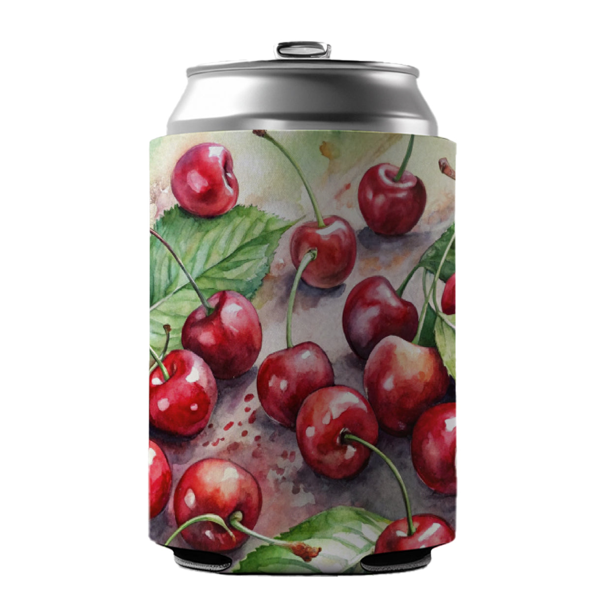 Cherries Fruit Watercolor Can Cooler Beer Soda Drink Insulated Holder Sleeve Hugger