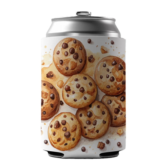 Chocolate Chip Cookies Watercolor Can Cooler Beer Soda Drink Insulated Holder Sleeve Hugger