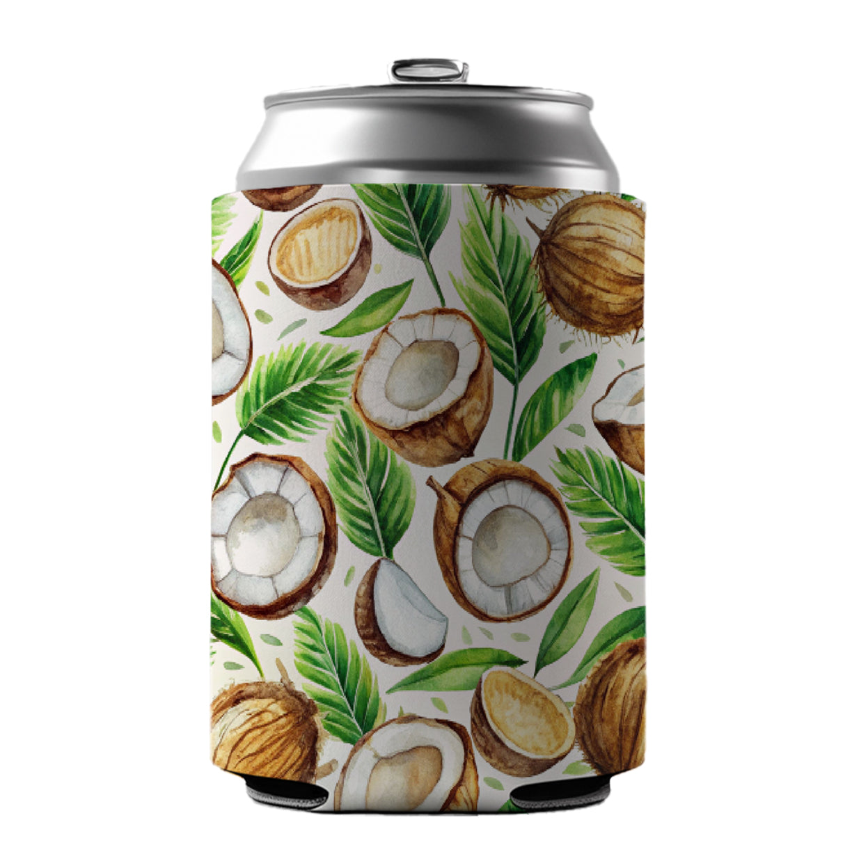 Coconut Pattern Watercolor Can Cooler Beer Soda Drink Insulated Holder Sleeve Hugger