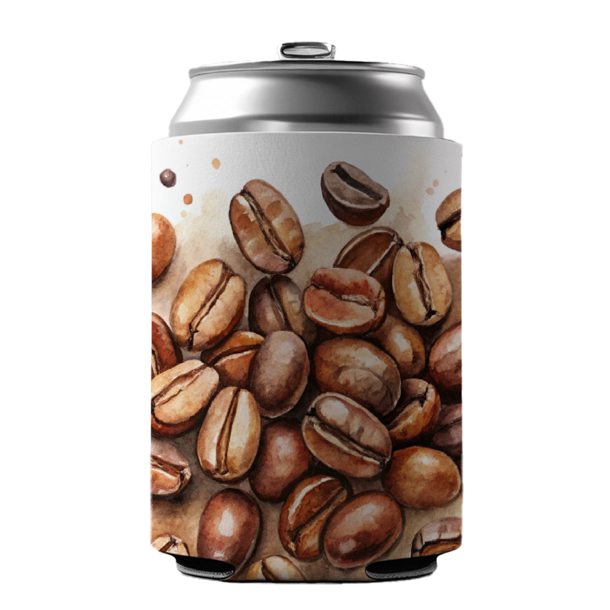 Coffee Beans Watercolor Can Cooler Beer Soda Drink Insulated Holder Sleeve Hugger