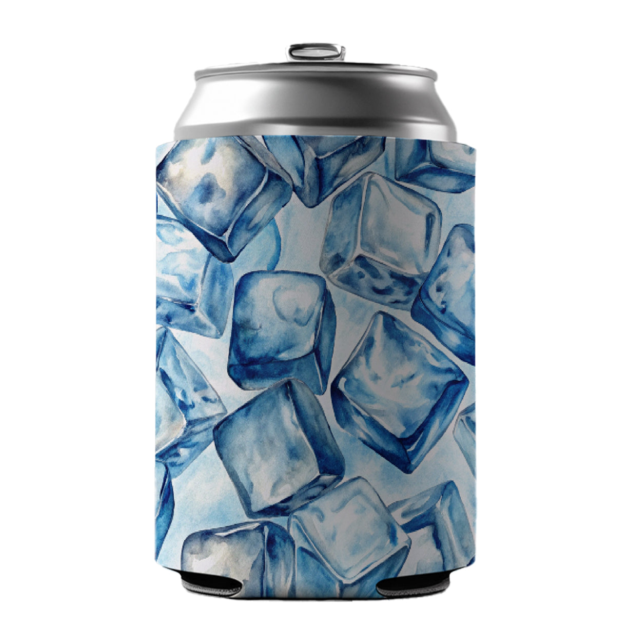 Crushed Ice Cubes Watercolor Can Cooler Beer Soda Drink Insulated Holder Sleeve Hugger