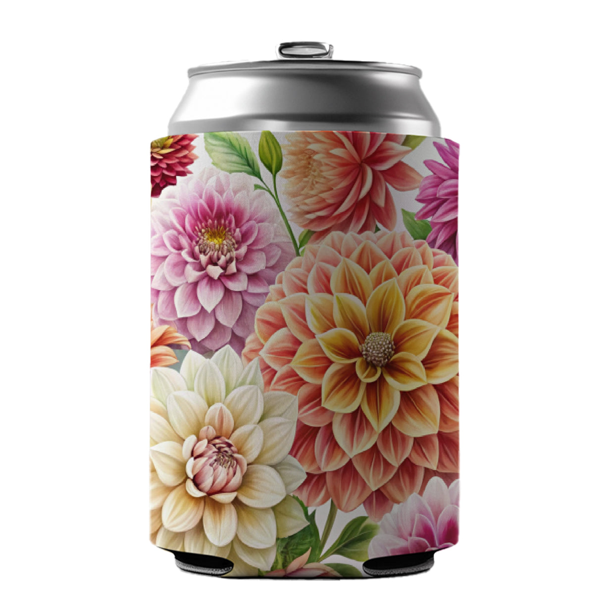 Dahlia Flowers Watercolor Can Cooler Beer Soda Drink Insulated Holder Sleeve Hugger