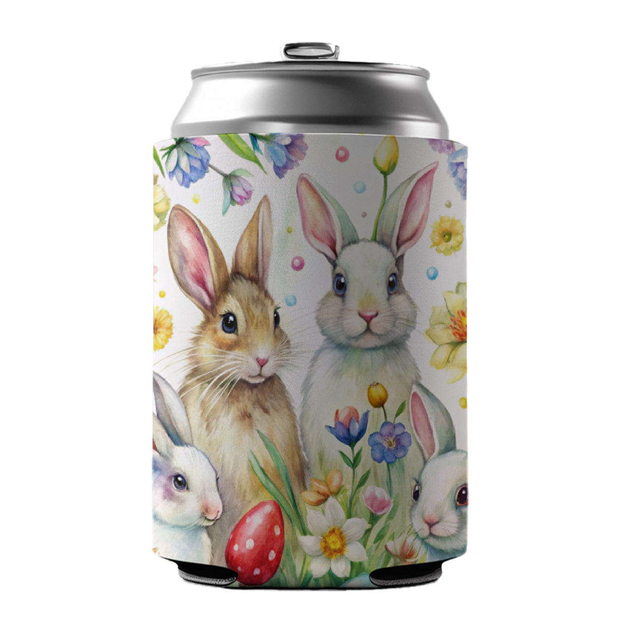Easter Bunny Rabbit Eggs Flowers Can Cooler Beer Soda Drink Insulated Holder Sleeve Hugger