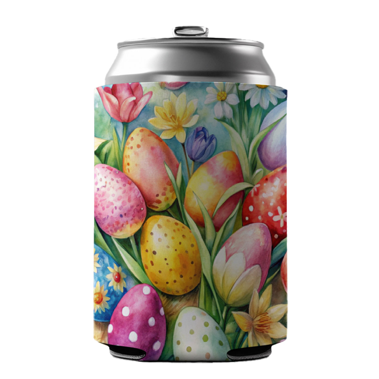 Easter Eggs Flowers Watercolor Can Cooler Beer Soda Drink Insulated Holder Sleeve Hugger