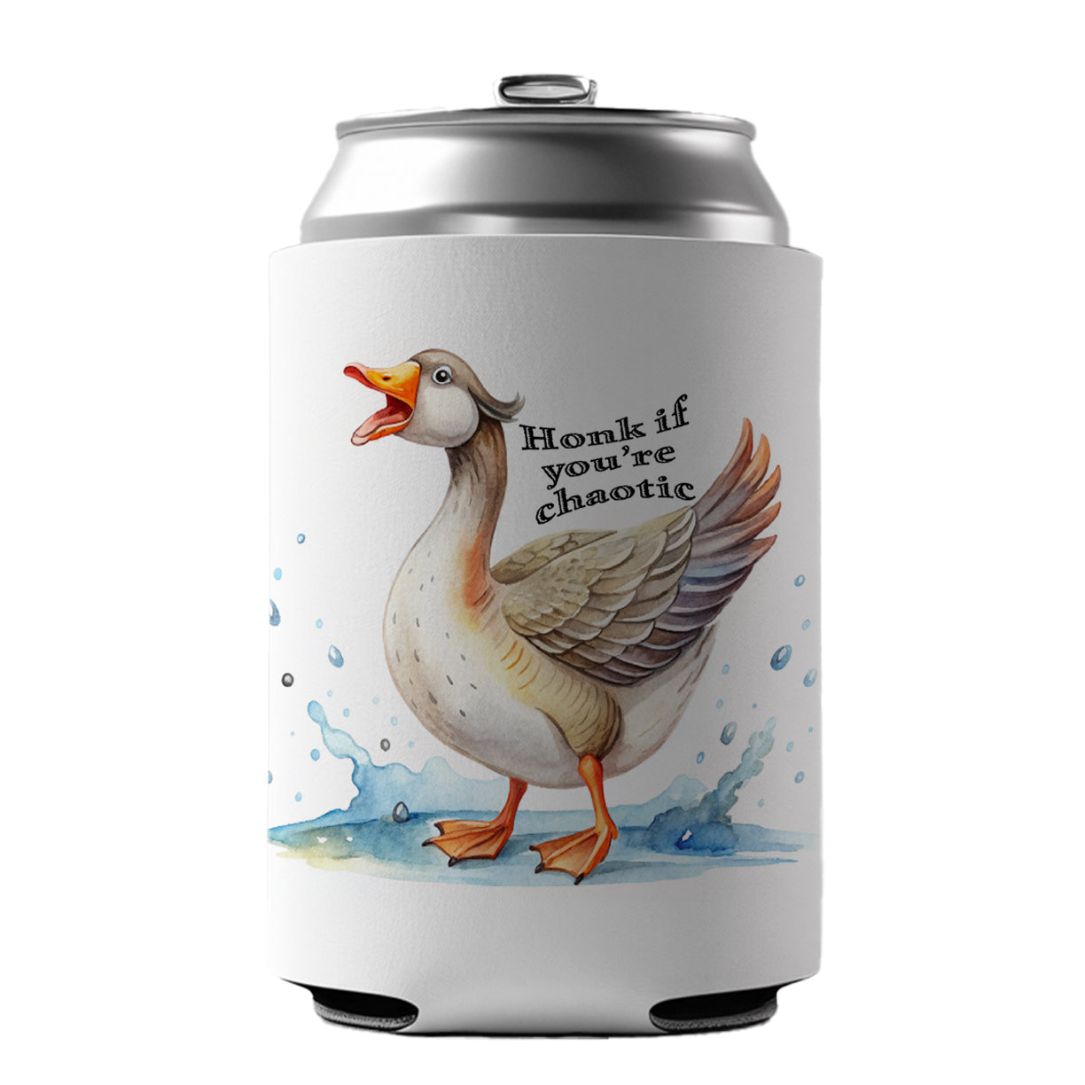 Honk If You're Chaotic Honking Goose Funny Can Cooler Beer Soda Drink Insulated Holder Sleeve Hugger