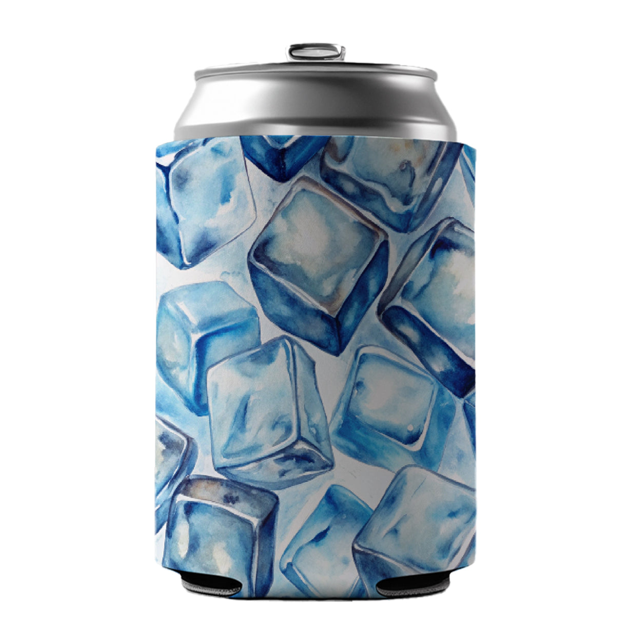 Ice Cubes Watercolor Can Cooler Beer Soda Drink Insulated Holder Sleeve Hugger