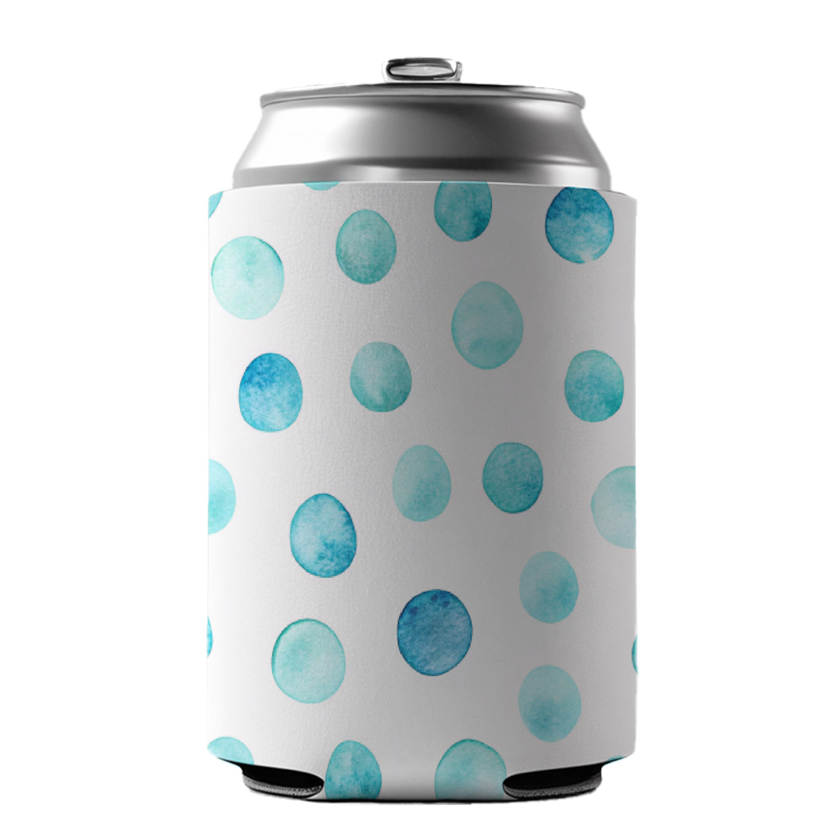 Light Blue Polka Dots White Can Cooler Beer Soda Drink Insulated Holder Sleeve Hugger