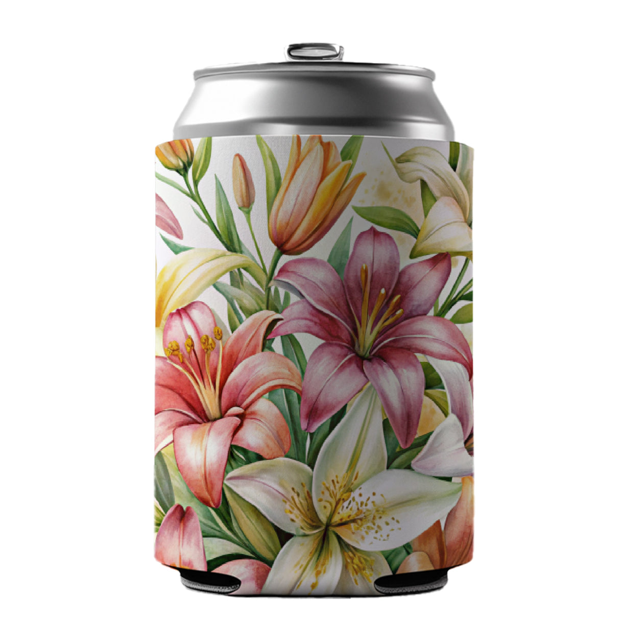 Lilies Lily Flower Watercolor Can Cooler Beer Soda Drink Insulated Holder Sleeve Hugger
