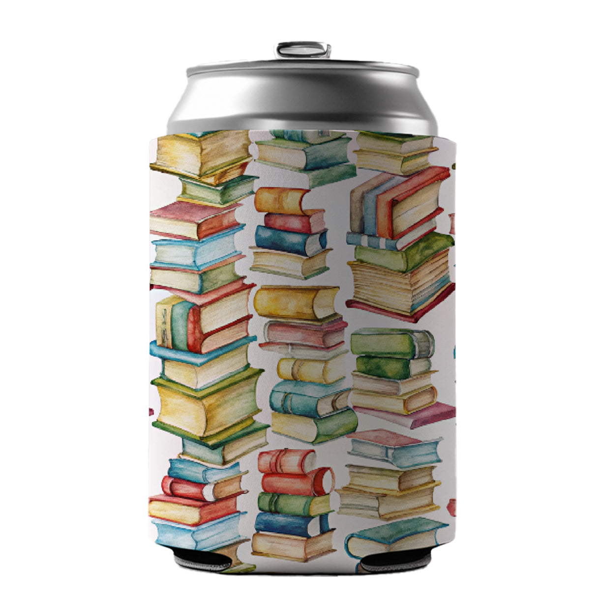Lots Of Books Library Reading Reader Can Cooler Beer Soda Drink Insulated Holder Sleeve Hugger