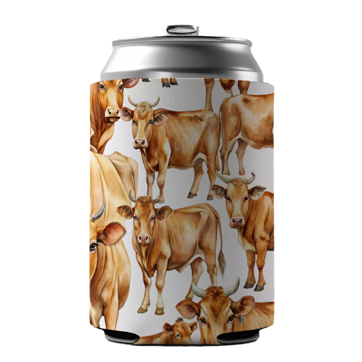 Lots Of Brown Cows Can Cooler Beer Soda Drink Insulated Holder Sleeve Hugger
