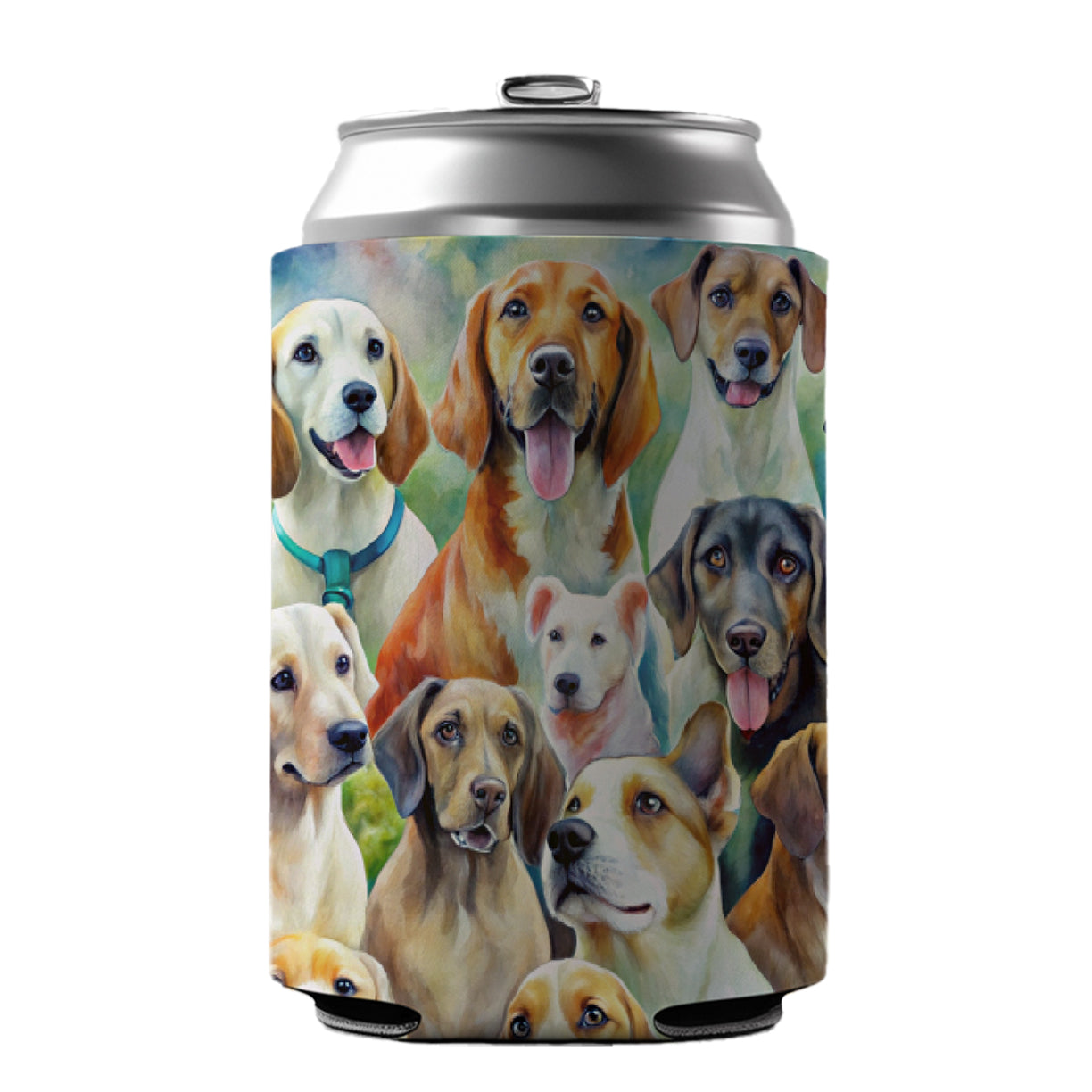 Lots Of Dogs Watercolor Can Cooler Beer Soda Drink Insulated Holder Sleeve Hugger