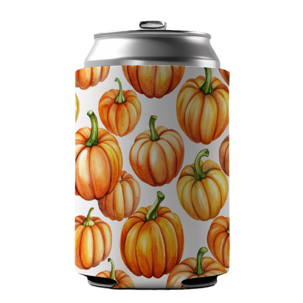 Lots Of Orange Pumpkins Fall Autumn Halloween Can Cooler Beer Soda Drink Insulated Holder Sleeve Hugger