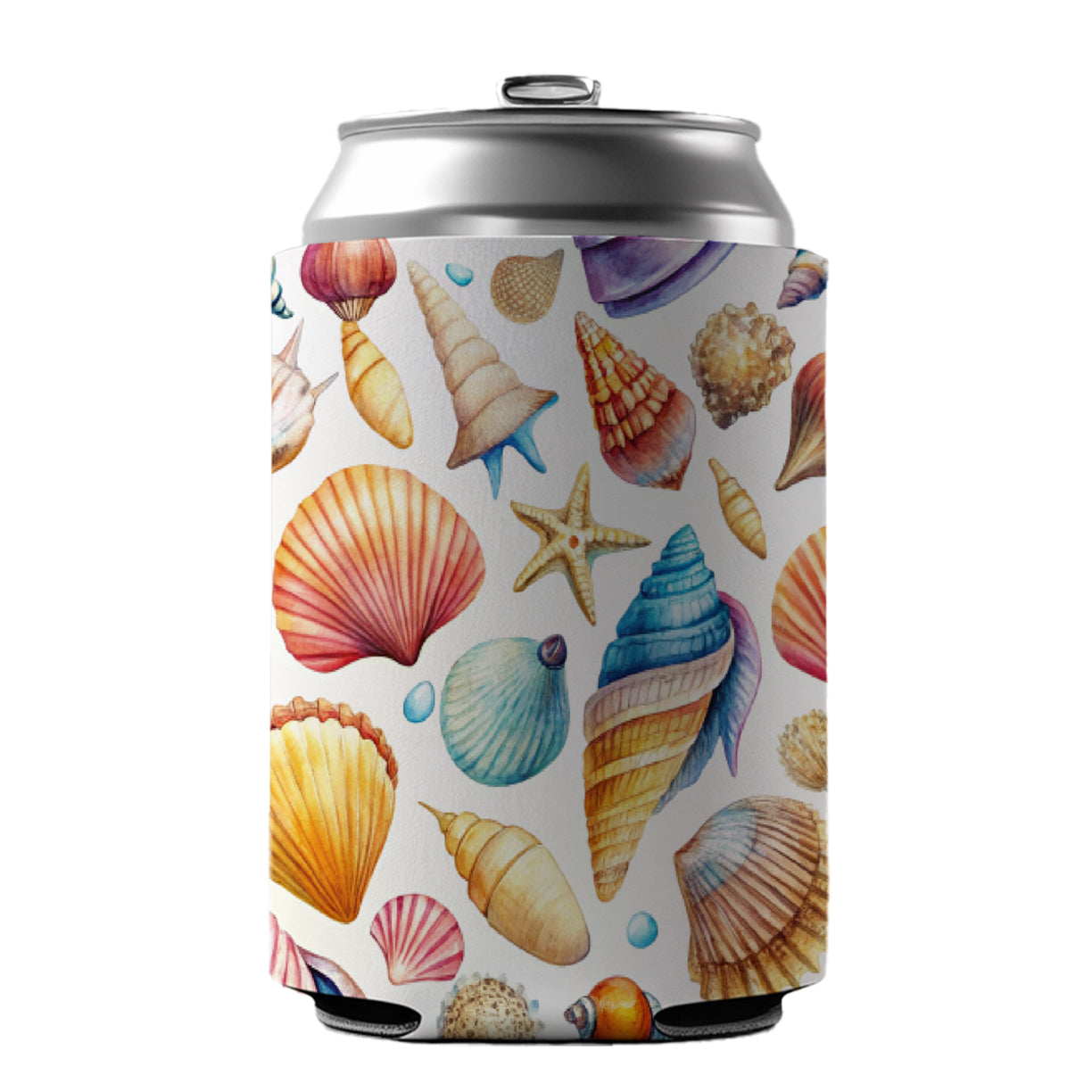 Lots Of Shells Beach Ocean Can Cooler Beer Soda Drink Insulated Holder Sleeve Hugger