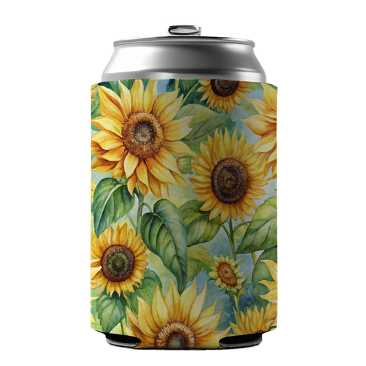 Lots Of Sunflowers Can Cooler Beer Soda Drink Insulated Holder Sleeve Hugger