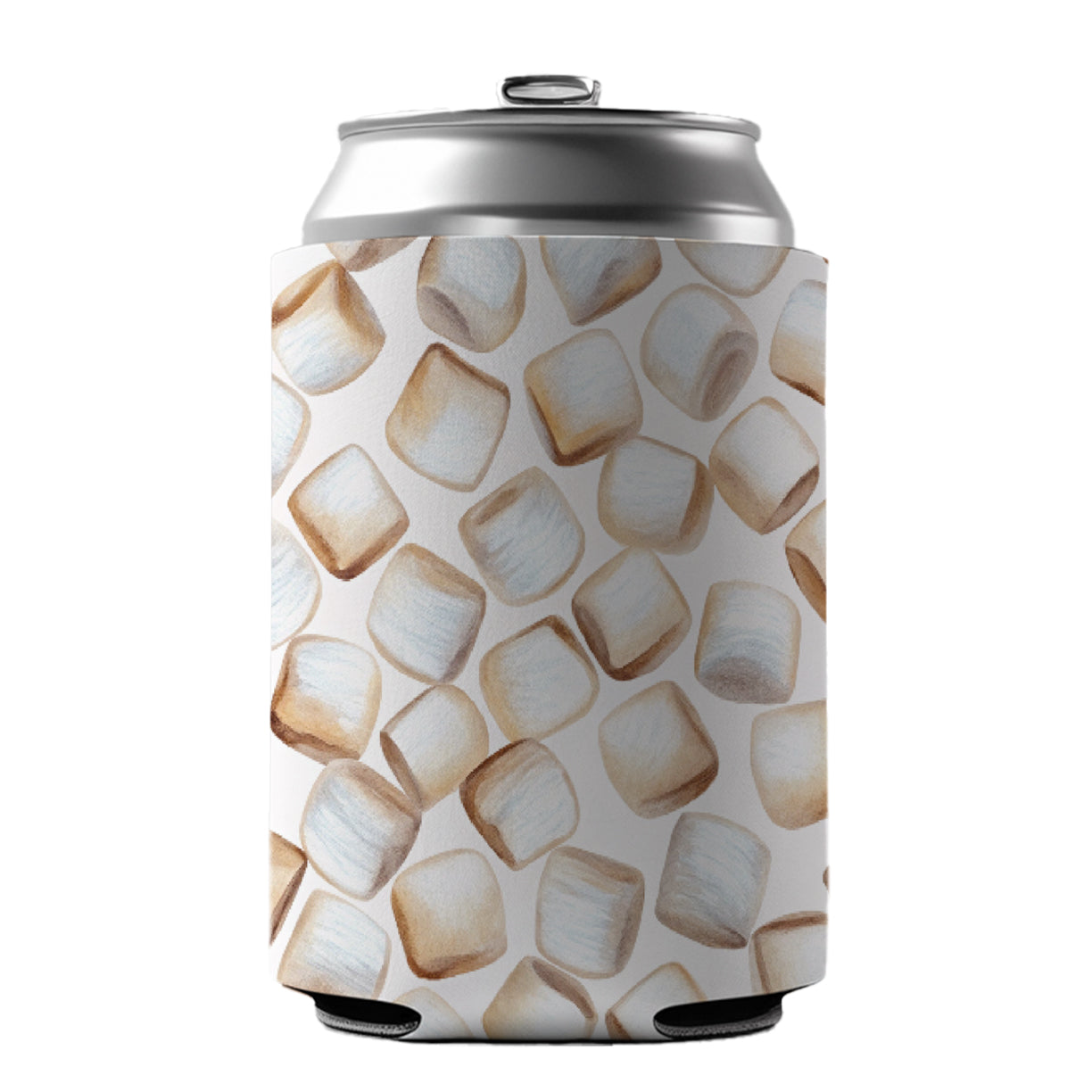 Lots Of White Marshmallows Can Cooler Beer Soda Drink Insulated Holder Sleeve Hugger