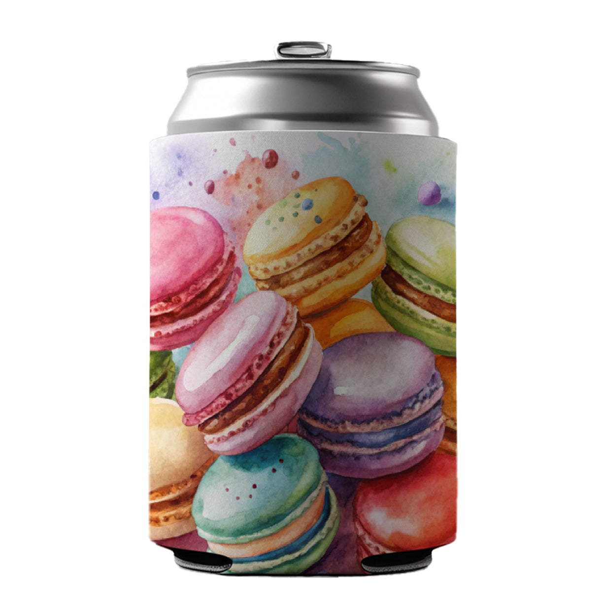Macaron Cookies Watercolor Can Cooler Beer Soda Drink Insulated Holder Sleeve Hugger