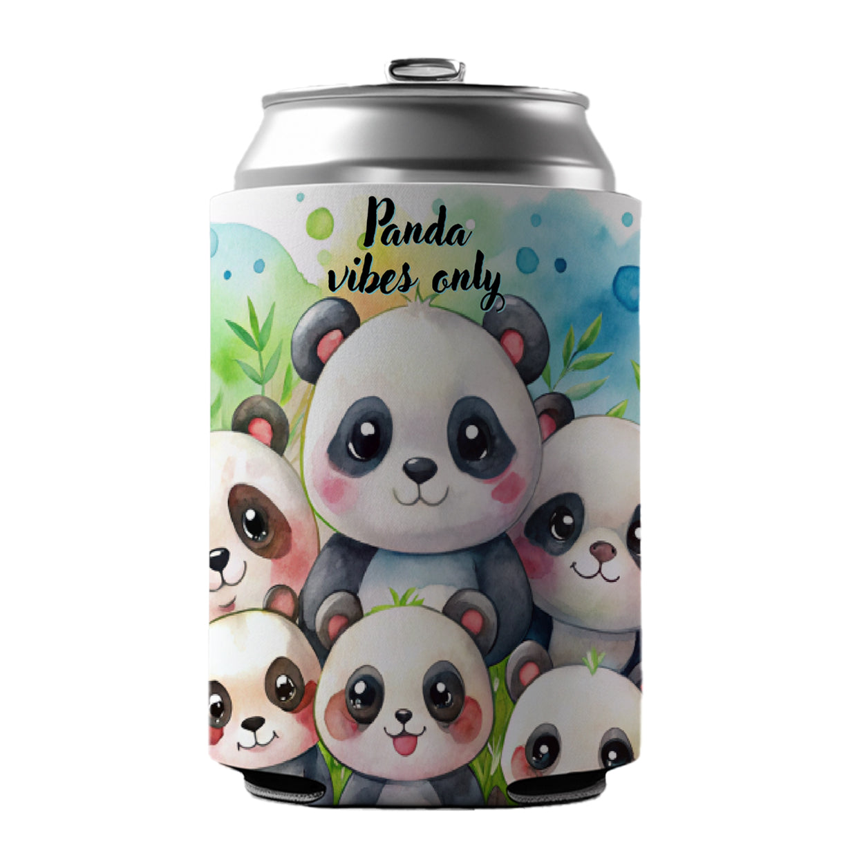 Panda Vibes Only Adorable Can Cooler Beer Soda Drink Insulated Holder Sleeve Hugger