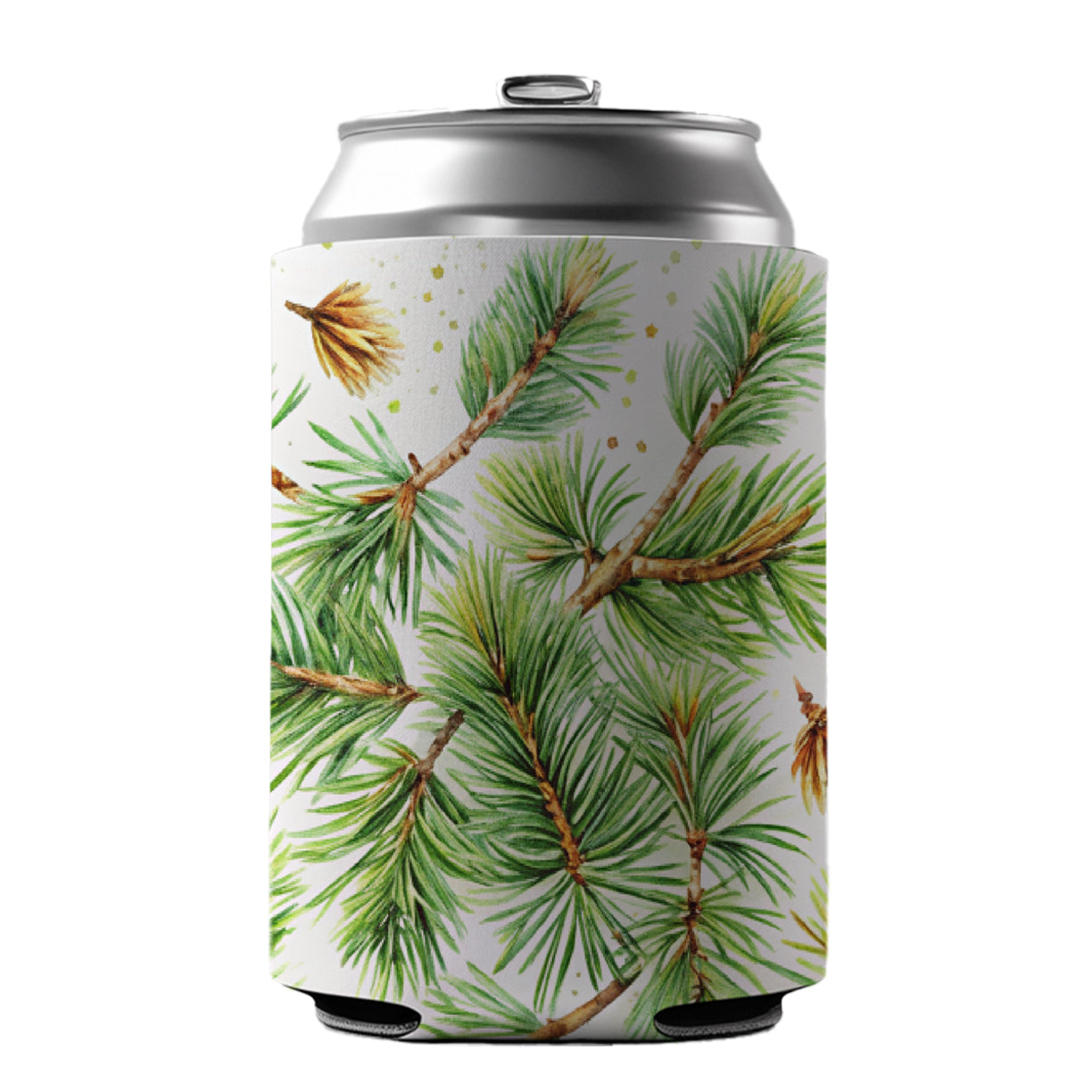Pine Needles Watercolor Can Cooler Beer Soda Drink Insulated Holder Sleeve Hugger